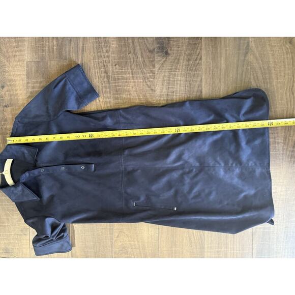 Elie Tahari Vegan Suede Popover Navy Shirt Dress Size 4 Womens Soft - Picture 6 of 7